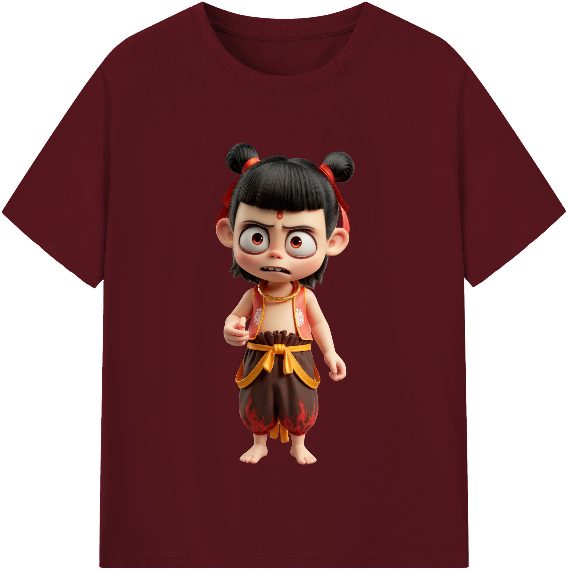 （画像用） Ne Zha 2 ナタ 魔童の大暴れ 綿100％半袖Tシャツ（フロントプリント）